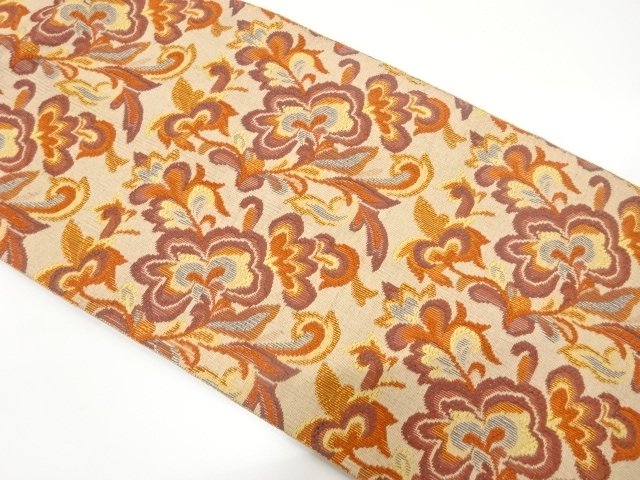 JAPANESEKIMONO / ANTIQUE ABSTRACT FLORAL PATTERN WOVEN NAGOYA OBI (WEA